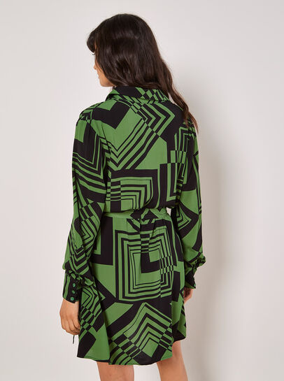 Geo Squares Shirt Mini Dress