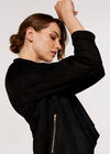 Waterfall Suedette  Shrug, Black, large