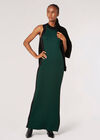 Ribbed Knit Bodycon Maxi Dress, Green, large