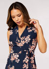 Graphic Floral Wrap Dress, Navy, large