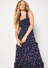 Ditsy Floral Smocked Maxi Dress, Navy, large
