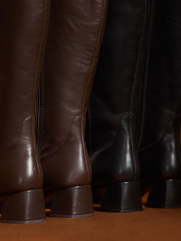 Tall Heeled Chelsea Boots, Black, large