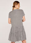 Mini Gingham Shirt Tiered Dress, Black, large