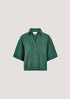 Open Collar Cropped Shirt, Green, large