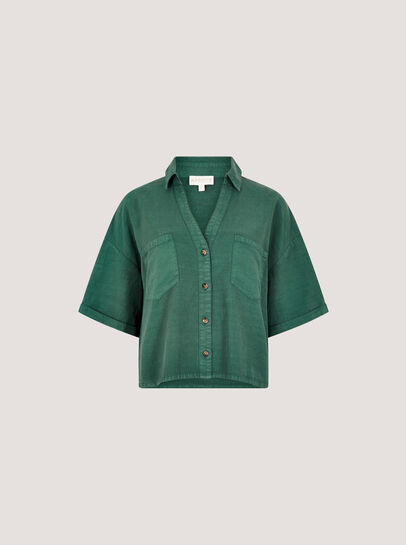 Open Collar Cropped Shirt