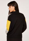Colour Block Mock Neck Jumper, Mustard, large