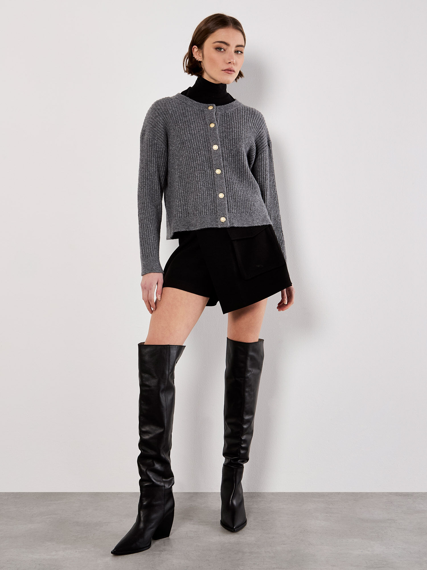 Soft Ribbed Knit Cardigan | Apricot Clothing