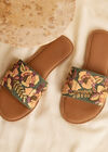 Embroidered Canvas Flat Sandal, Green, large