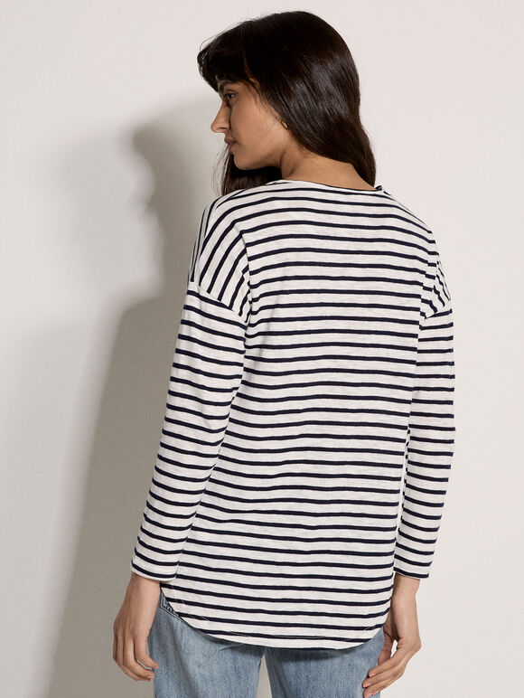 Soft Slub Jersey Stripe Top, White, large