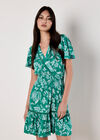 Sarasa Floral Wrap Mini Dress, Green, large