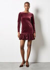 Velvet Bodycon Bubble Hem Mini Dress, Burgundy, large