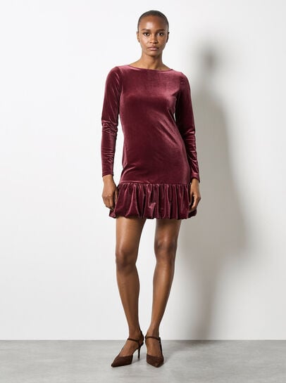 Velvet Bodycon Bubble Hem Mini Dress