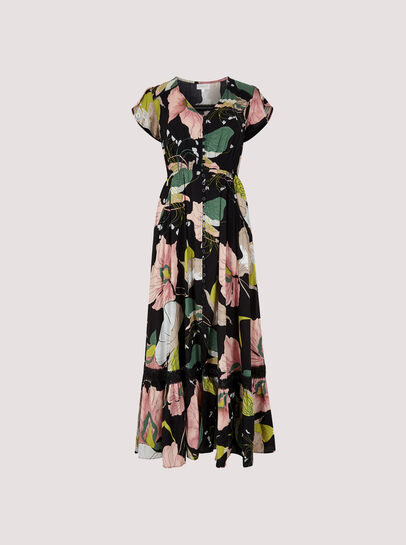 Graphic Floral Print Maxi Dress
