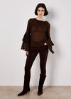Paisley Print Ruffle Sleeve Blouse, Rust, large