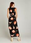 Black Peony Zip Front Maxi Dress, Black, large