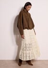 Suedette Bubble Hem Batwing Jacket, Brown, large