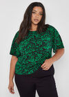 Curve Silhouette Floral Jersey Top, Black, large