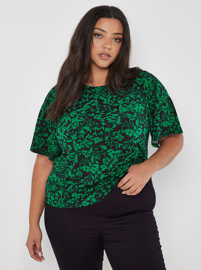 Curve Silhouette Floral Jersey Top