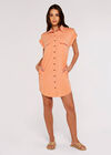 Sleeveless Shirt Mini Dress, Coral, large