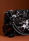 Sequinned Shoulder Bag, Black, large