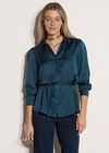 Soft Satin Shirt, Teal, large
