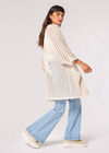 Star Motif Open Knit Cardigan, Stone, large