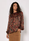 Paisley Sparkle Self Stripe Blouse, Black, large