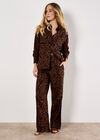 Leaf Linen Blend Wide Leg Trousers, Brown, large