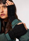 Cable Knit Hand Warmers, Black, large