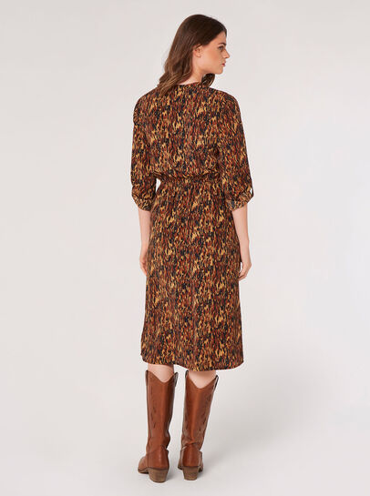 Texture Print Zip Midi Dress