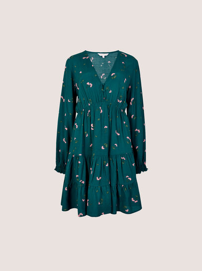 Cherry Print Crepe Mini Dress