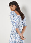 Rose Cotton Milkmaid Midaxi Dress, Blue, large