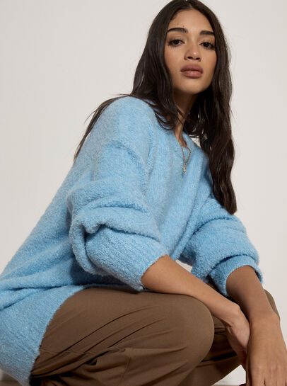 Soft Boucl&eacute; Oversized Long Jumper