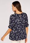 Ditsy Tiered Top, Navy, large