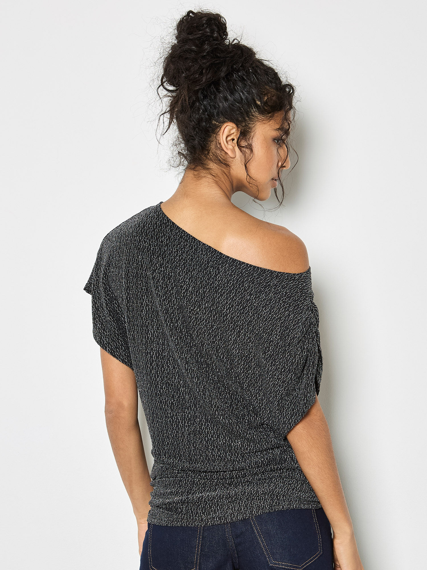 One-Shoulder Asymmetric Sparkle Top | Apricot Clothing