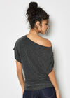 One-Shoulder Asymmetric Sparkle Top, Black, large