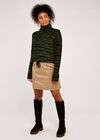 Zebra Drawstring Roll Neck Jumper, Green, large
