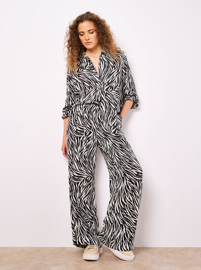 Zebra Print Wide Leg Trousers