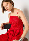 Eyelash Embroidered Cami Mini Dress, Red, large
