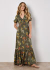 Watercolour Floral Maxi Dress, Khaki, large