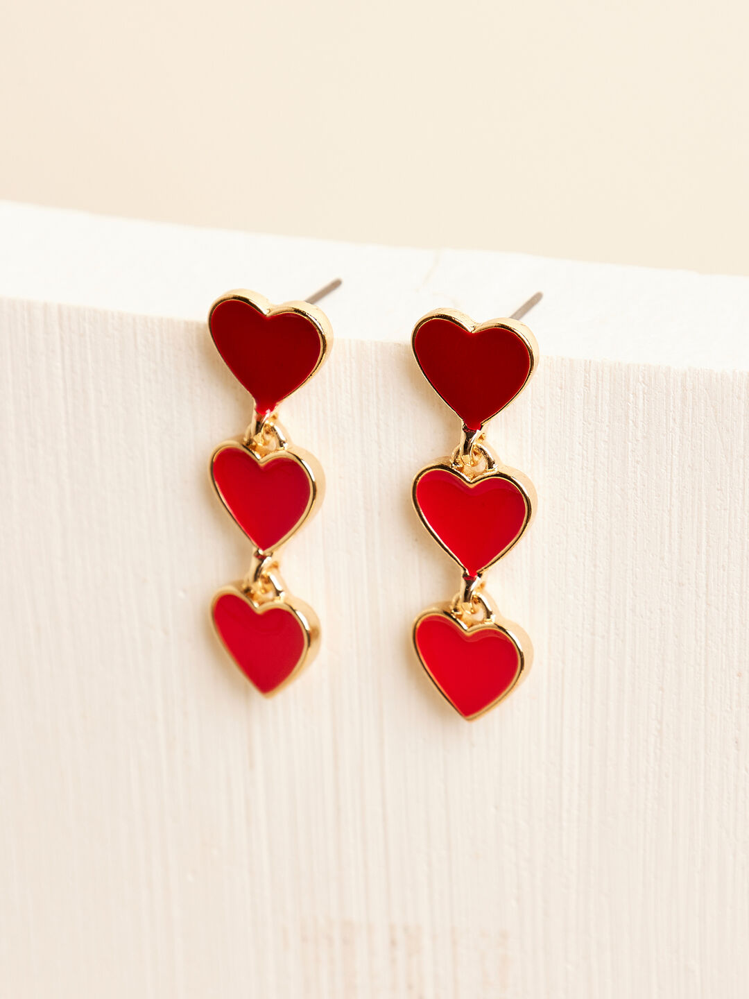 Image of Gold Tone Heart Drop Earrings