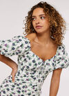 Floral Milkmaid Mini Dress, Cream, large