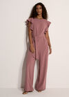 Ruffle Sleeve Jersey Jumpsuit, Purple, large