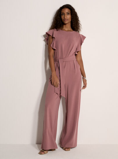 Ruffle Sleeve Jersey Jumpsuit