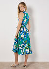 Graphic Floral Wrap Midi Dress, Aqua - Turquoise, large