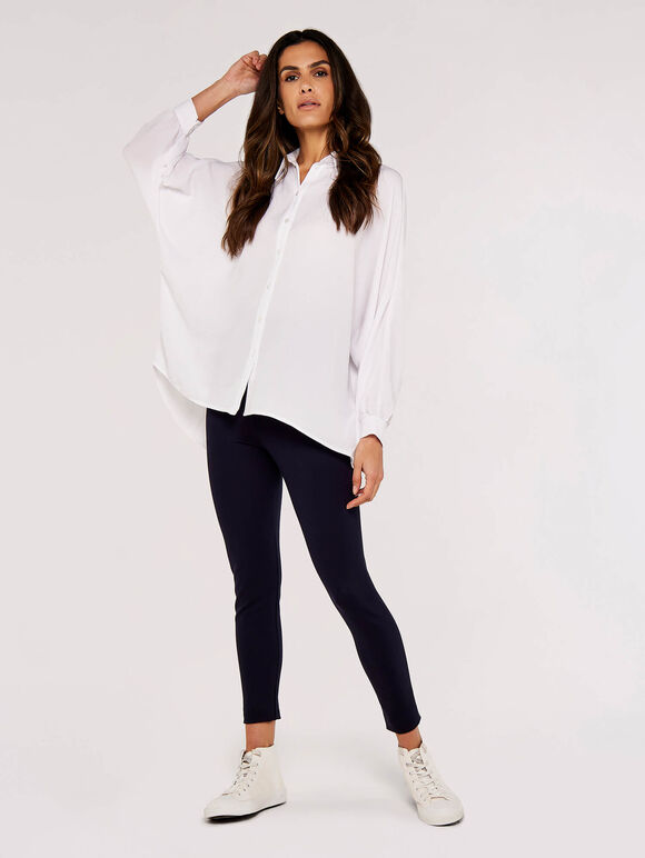 Oversized Batwing Shirt, Cream, large
