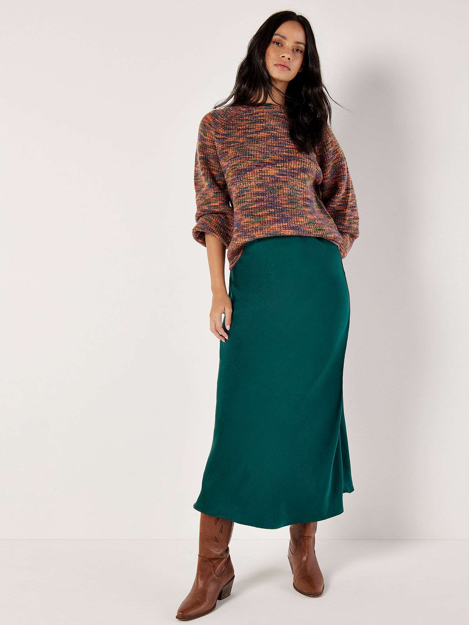 Waffle Knit Space Dye Jumper | Apricot Clothing