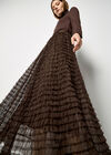 Ruffle Tiered Tulle Maxi Skirt, Brown, large
