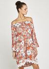 Retro Daisy Crochet Bardot Dress, Orange, large