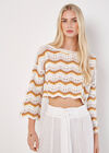 Crochet Waves Cropped Top, White, large